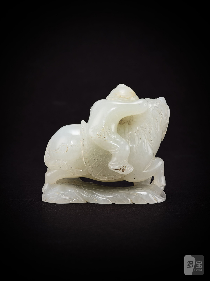 十九/二十世紀　白玉胡人騎馬擺件 | A WHITE JADE CARVING OF A MONGOLIAN FIGURE ON HORSEBACK - 图2